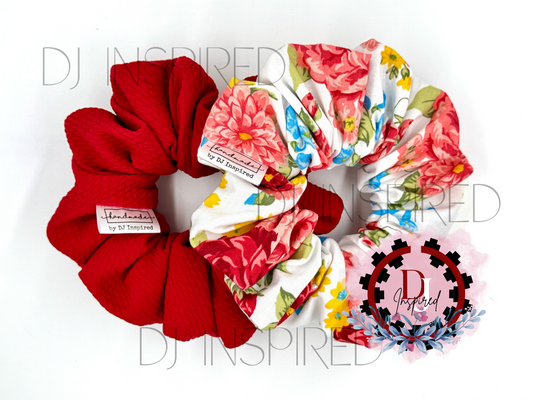 Scrunchie Sets - Floral and Red