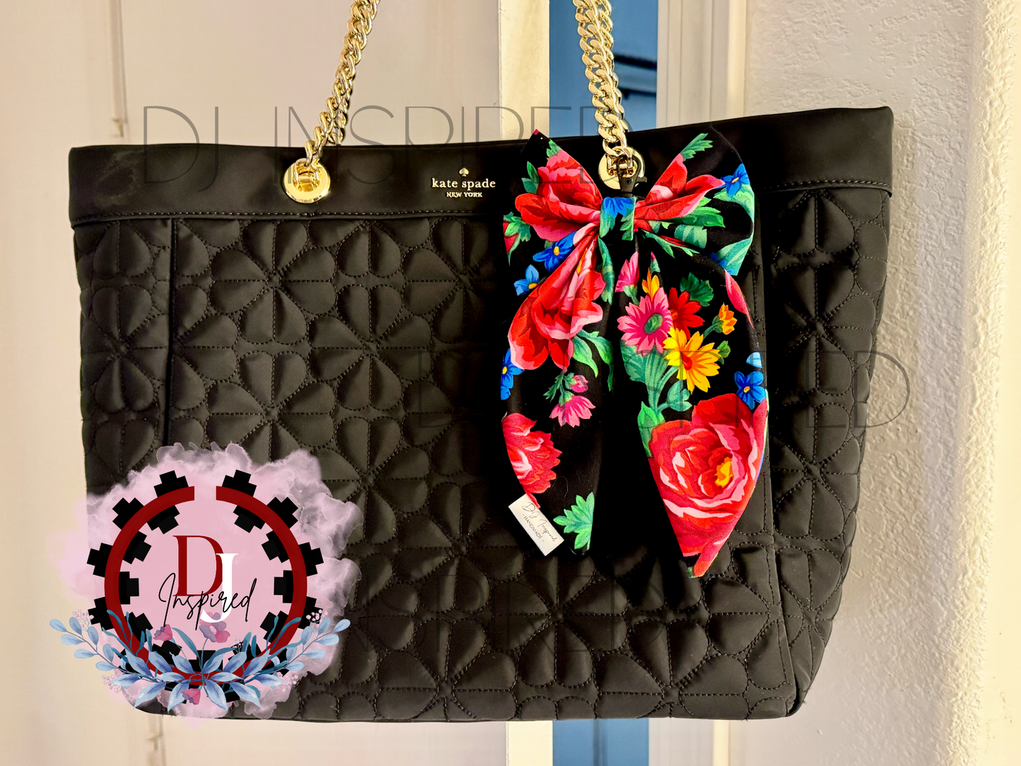 Bow Purse Clip - Masani Fabric Black