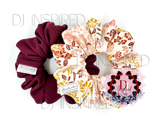 Scrunchie Sets - Floral and Maroon