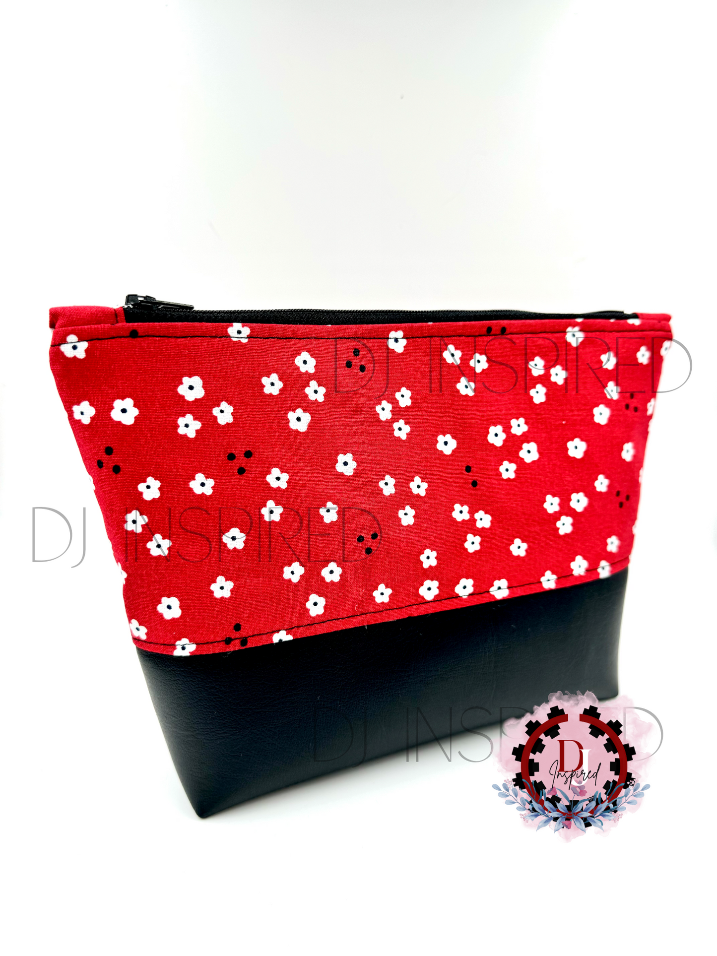 Cosmetic Bag | Red Mini Flower Print