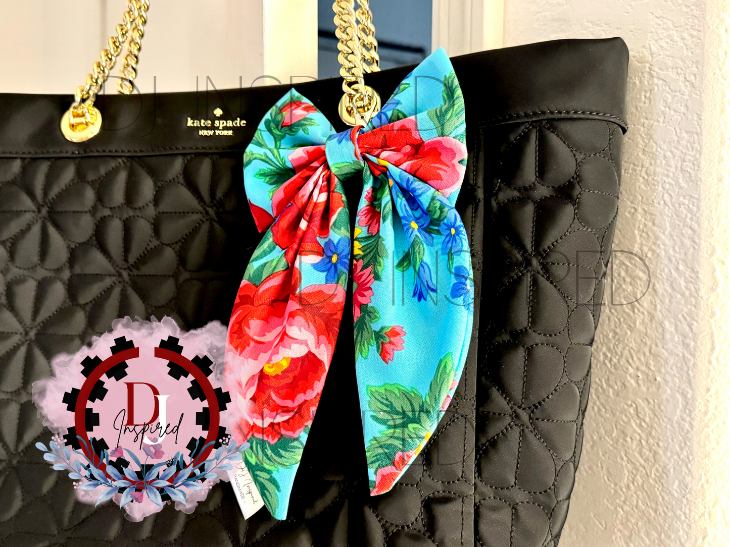 Bow Purse Clip - Masani Fabric Turquoise