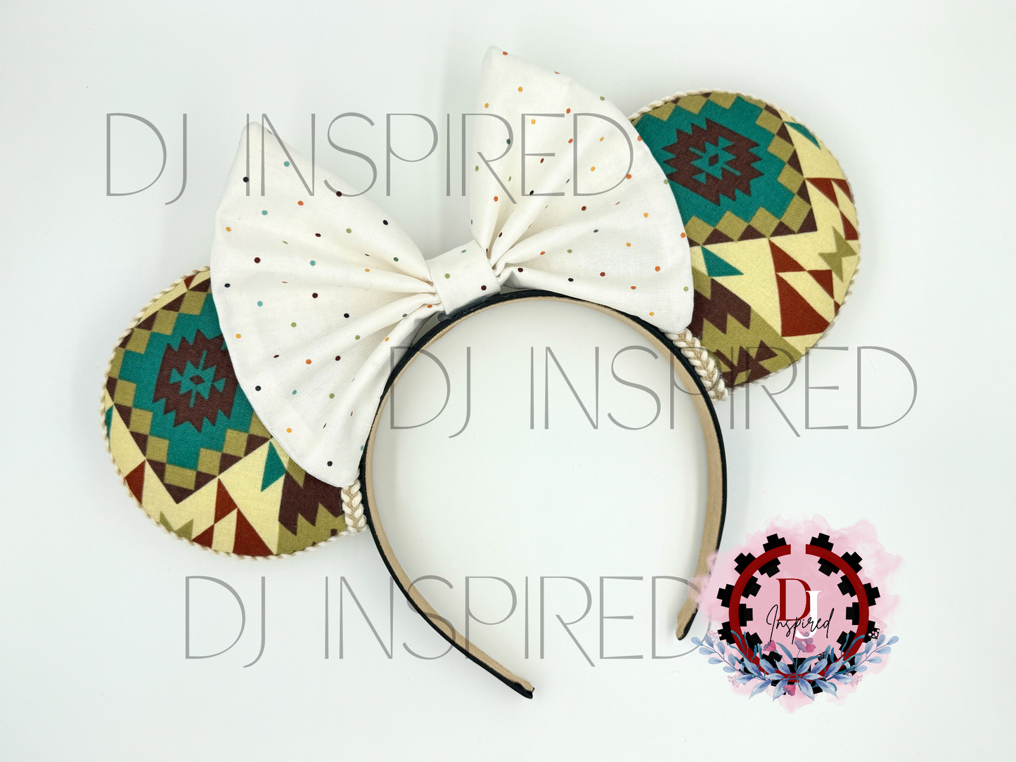 Minnie Ears | Colorful Tan Native Print