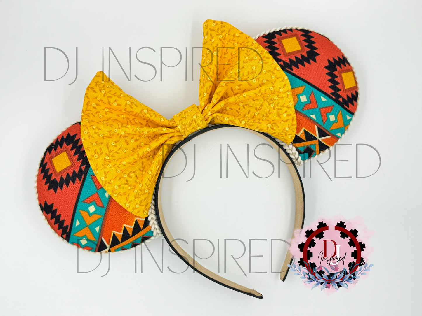 Minnie Ears | Colorful Orange Native Print