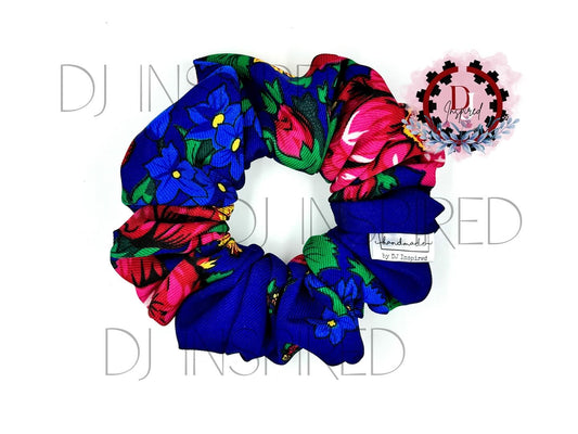 Masani Scrunchie - Navy/Royal Floral Print