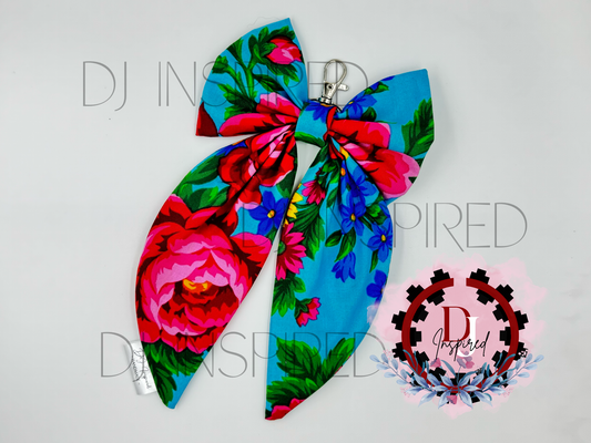 Bow Purse Clip - Masani Fabric Turquoise