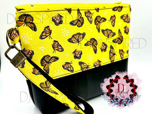 Cosmetic Bag | Yellow Butterfly Print