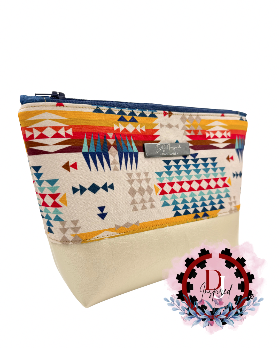 Cosmetic Bag | Beige/Gold Native Print