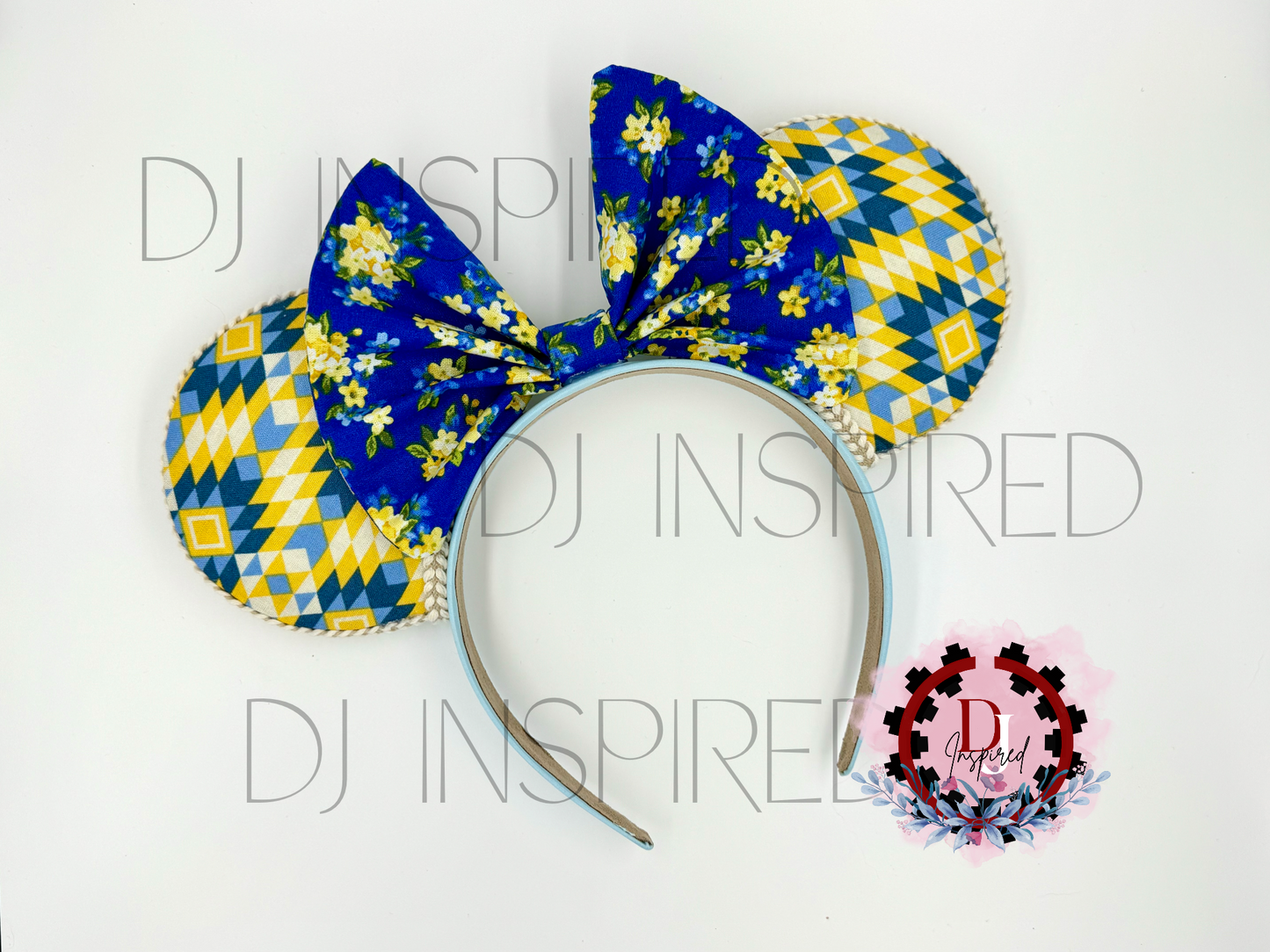 Minnie Ears | Navy/Yellow Native Print