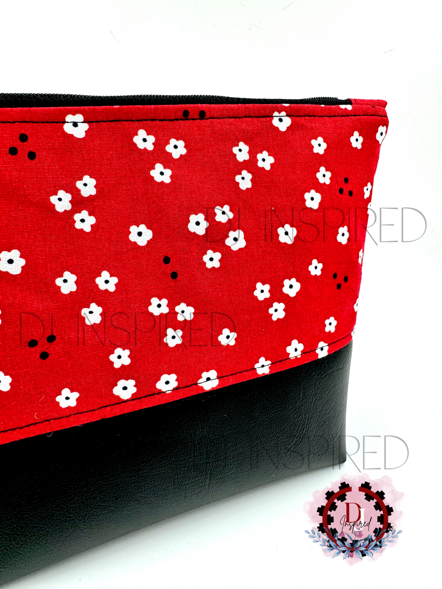 Cosmetic Bag | Red Mini Flower Print