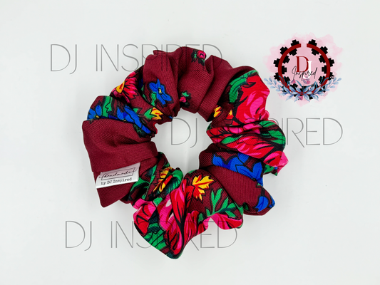 Masani Scrunchie - Maroon Floral Print