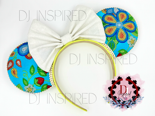 Minnie Ears | Turquoise Floral Print
