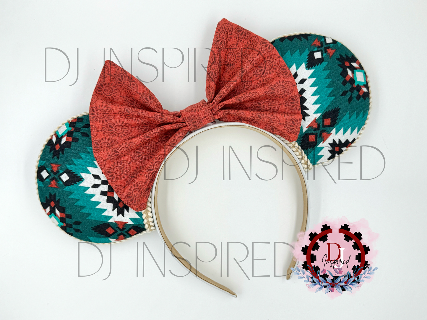 Minnie Ears | Colorful Turquoise Native Print