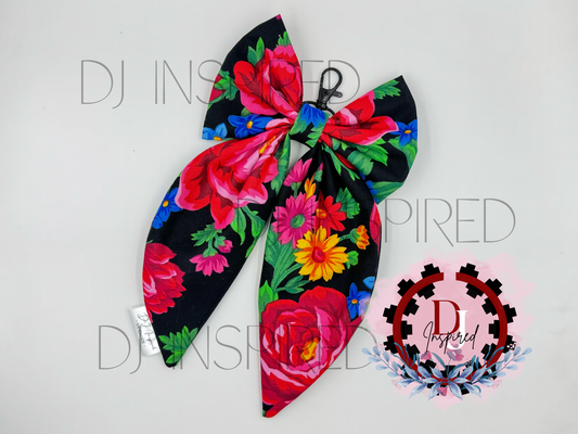 Bow Purse Clip - Masani Fabric Black