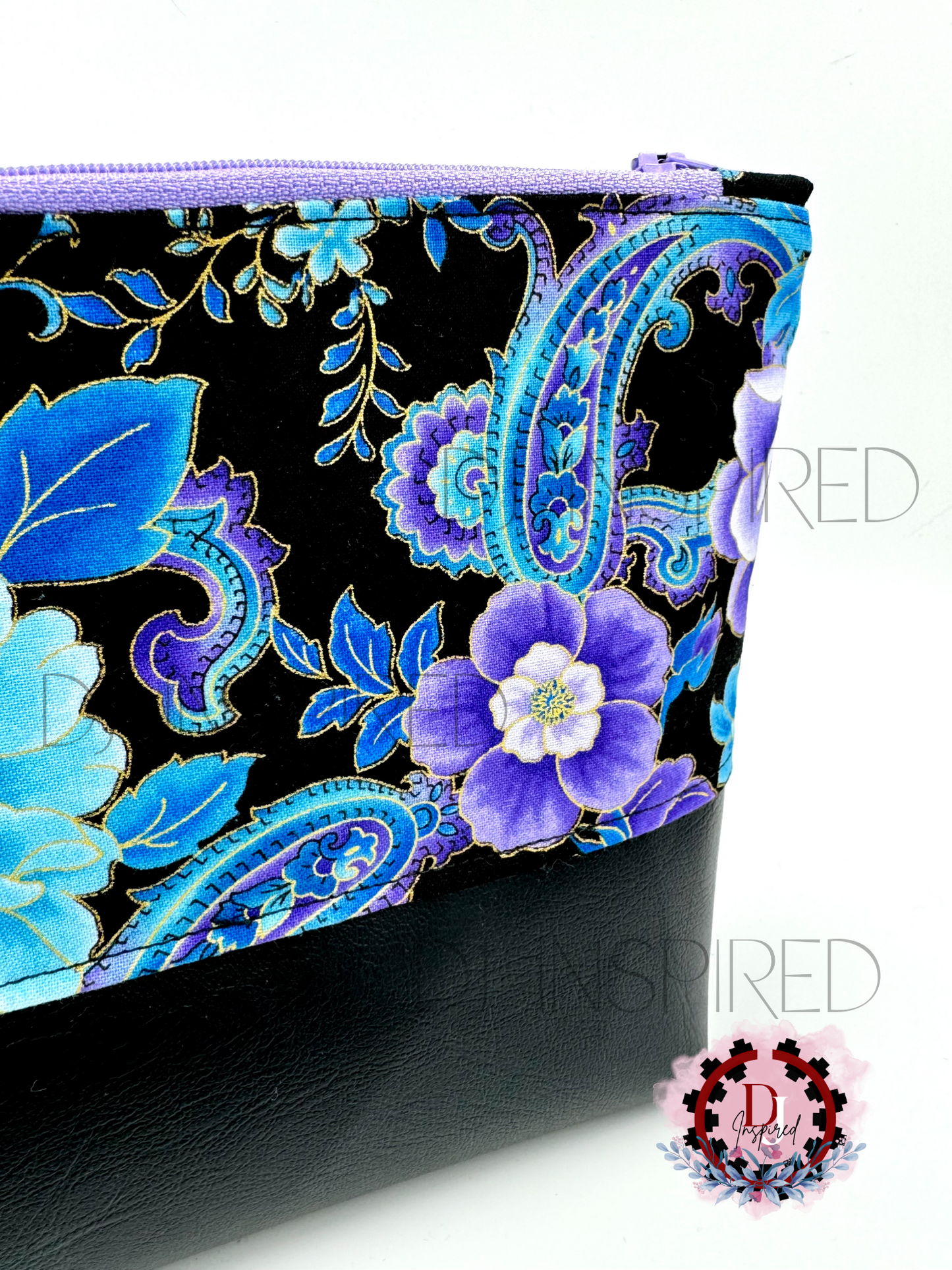 Cosmetic Bag | Black and Purple Floral Print