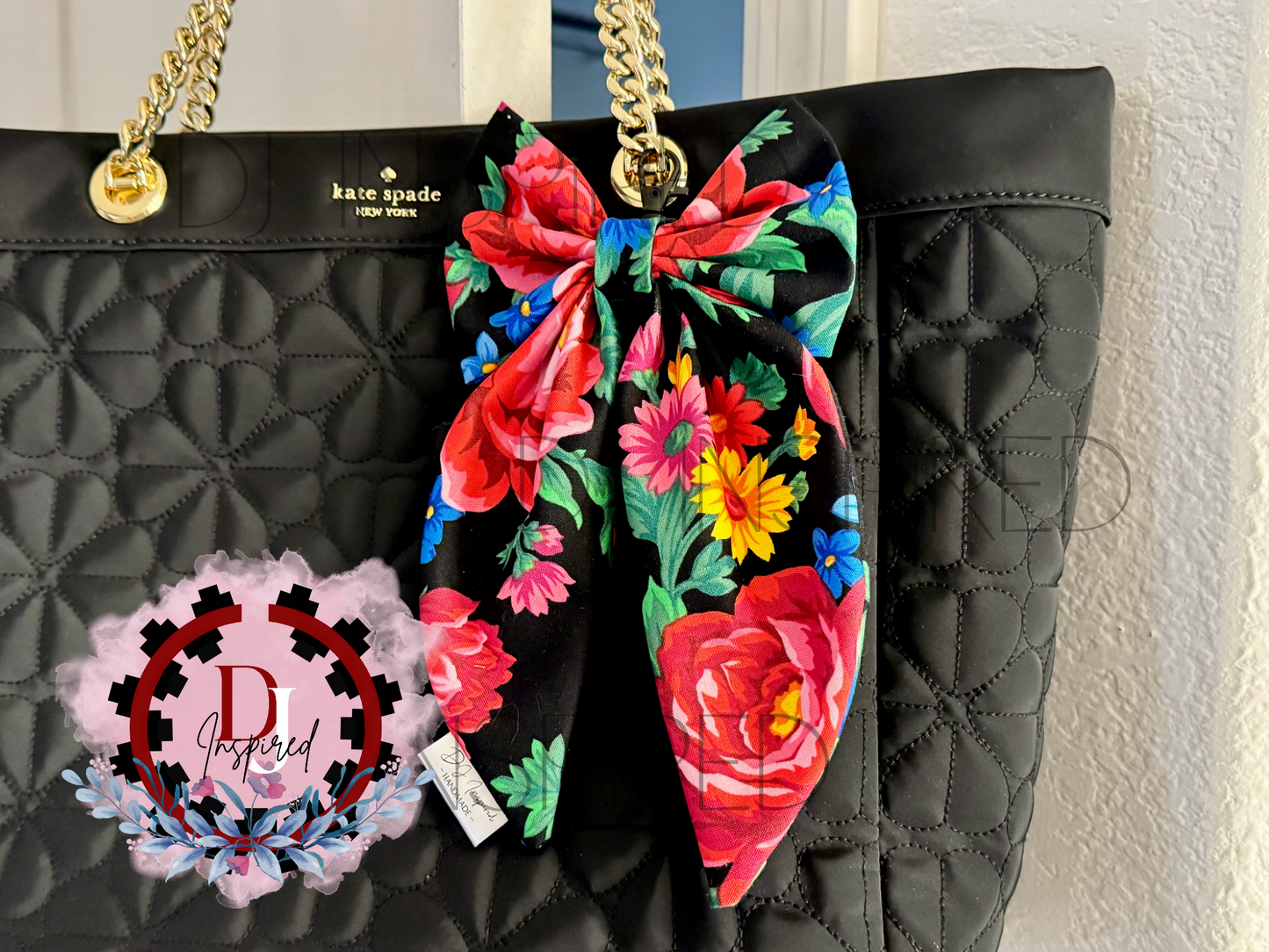 Bow Purse Clip - Masani Fabric Black