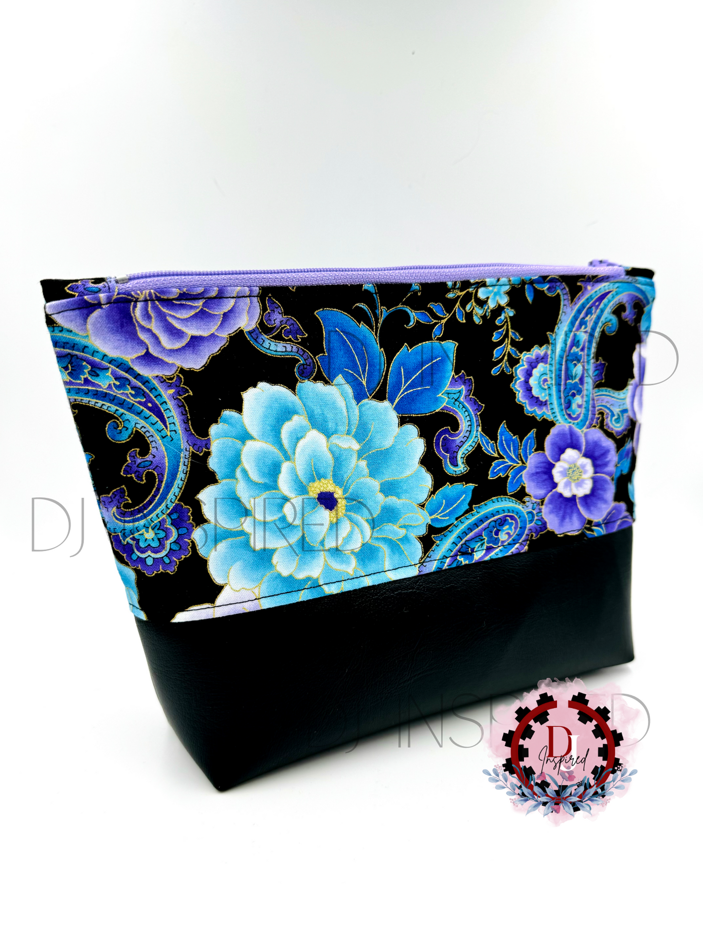 Cosmetic Bag | Black and Purple Floral Print