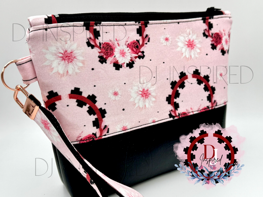 Cosmetic Bag | Pink Navajo Basket and Floral Print