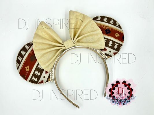 Minnie Ears | Brown/Navy Native Print