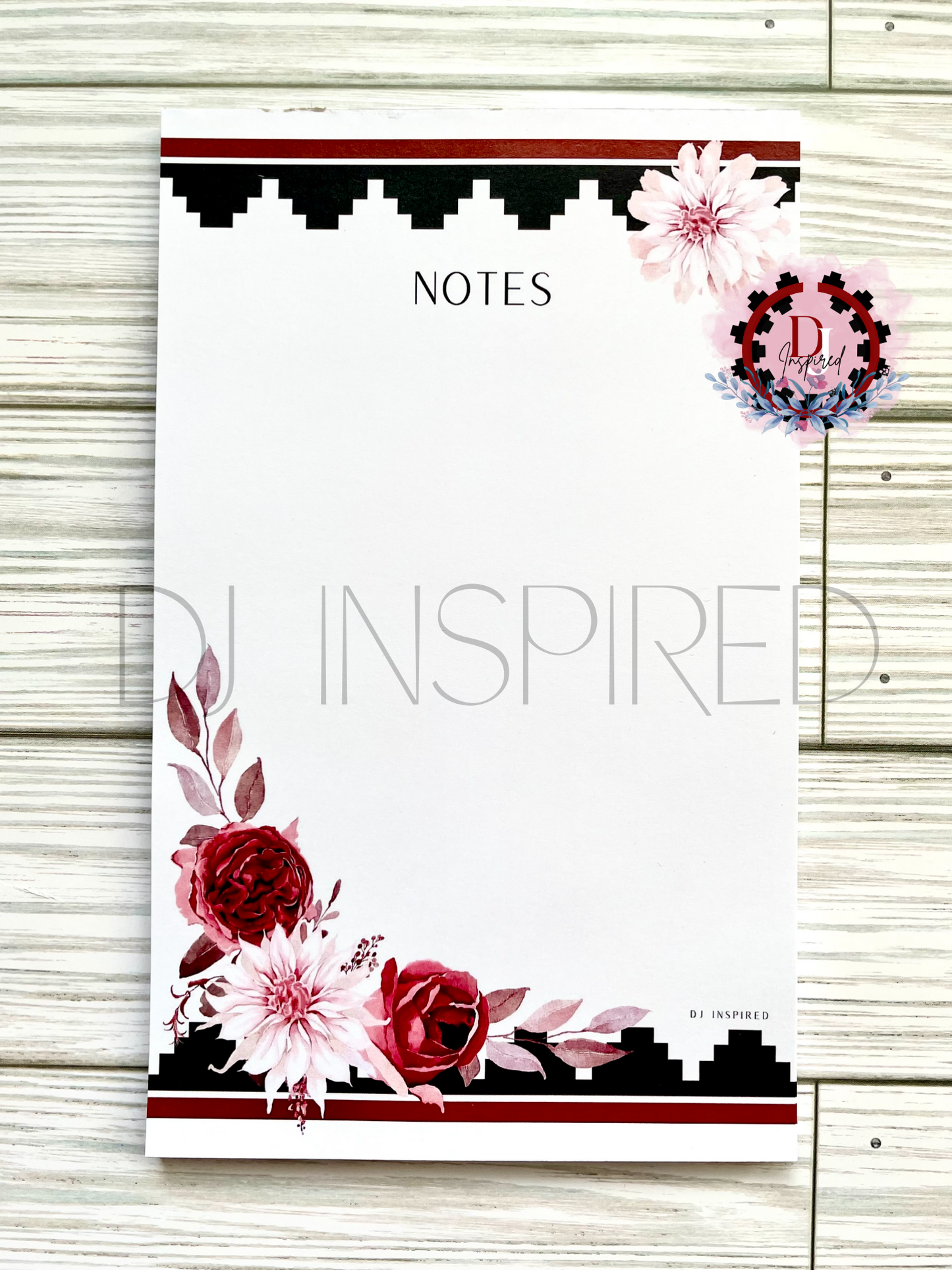 Maroon Floral Notepad