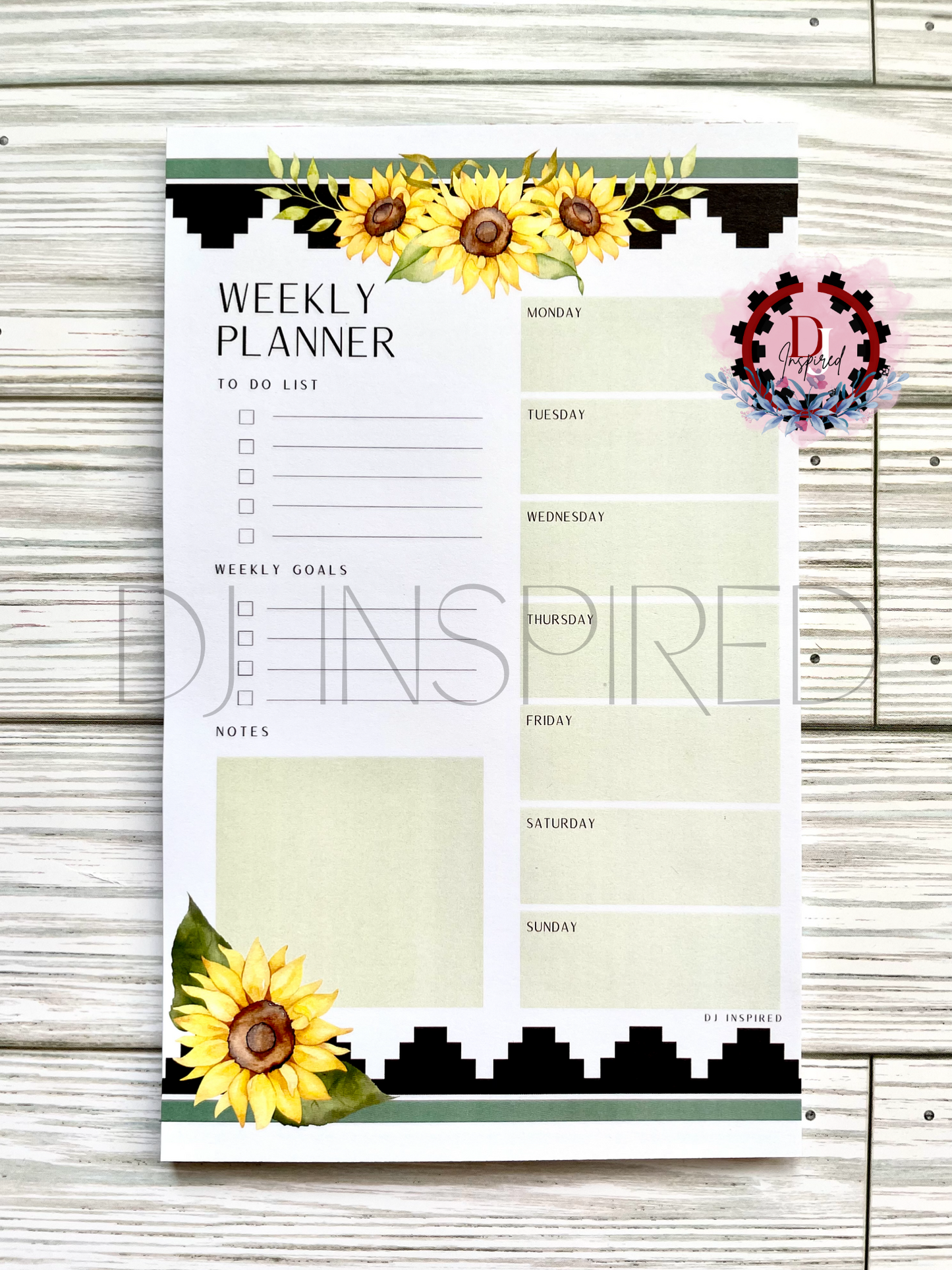 Sunflower Weekly Planner Notepad