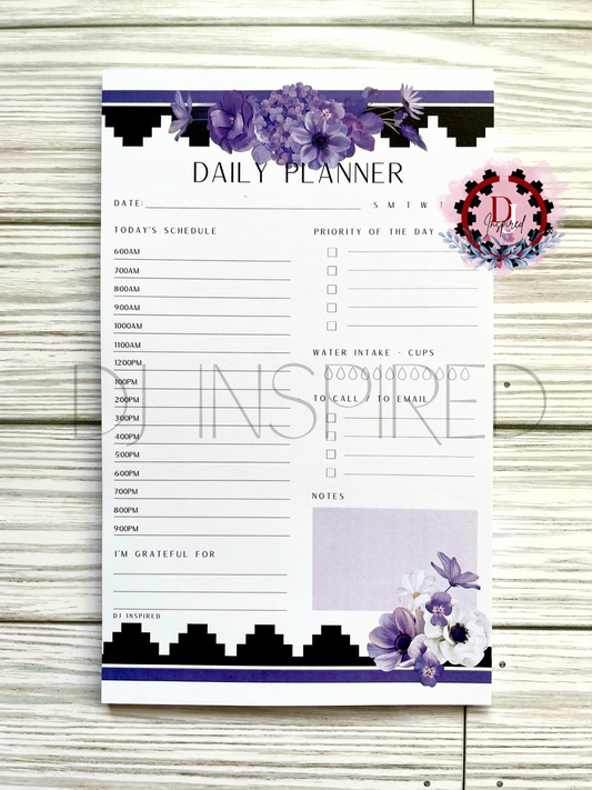 Purple Floral Daily Planner Notepad