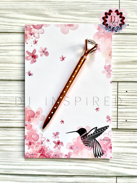 Pink Floral/Hummingbird Notepad